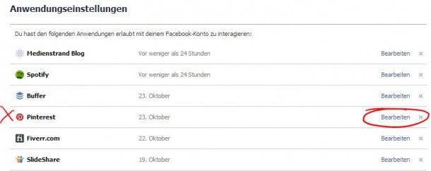 Pinterest Anwendung bearbeiten