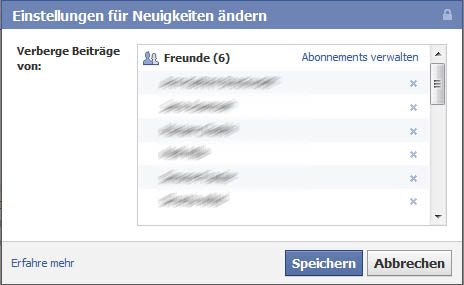 Facebook: Verborgene Freunde