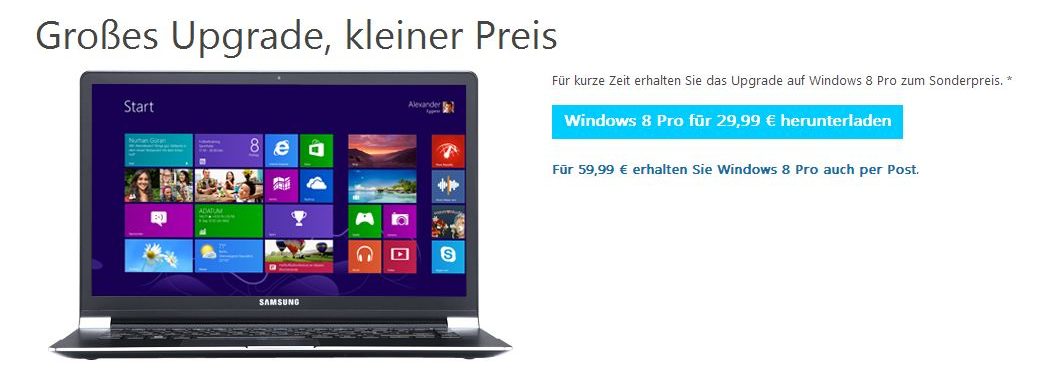 Windows 8 für 30 Euro